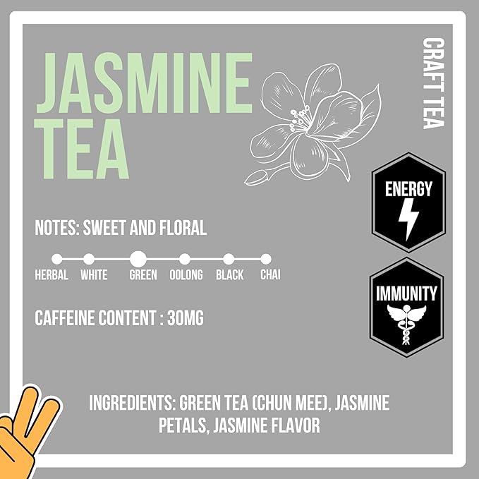 Revival Tea Company Jasmine Tea - Green Tea Blend with Jasmine Petals - 24 Tea Bags