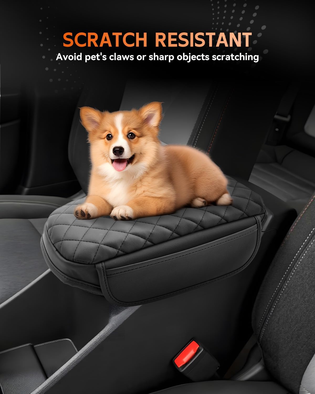 CDEFG for Chevrolet Trax 2024-2025 Center Console Cover Armrest Box Cover for Chevy Trax (LS, 1RS, LT, 2RS, ACTIV) Accessories Arm Rest Protector Leather Checkered Padded Side Pocket