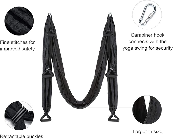 ZELUS Aerial Yoga Swing Sling Strong Yoga Hammock Kit Set Trapeze Inversion Equipment Include 2 Extensions Straps and Ceiling Mounting Kit