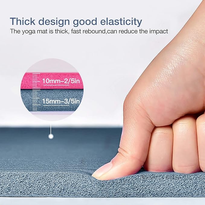 Thick Yoga Mat Non Slip, Large Size 72" L x 32" W x 0.6" TH, Premium Exercise & Fitness Mat with Carrying Strap and Bag, Workout Mats for Home