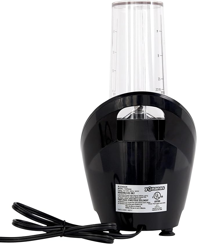 Yonanas Personal Blender with 13.5-Ounce Portable Cup and Drinking Lid for Shakes and Smoothies, BPA Free, 300-Watts, Black