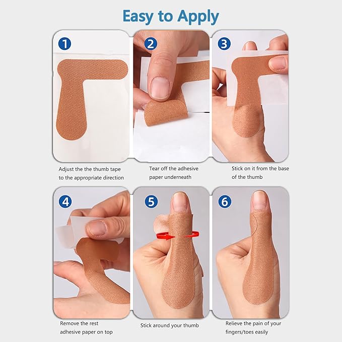 Thumb Support Tape for Arthritis Pain Relief 20 Sheet (40 PCS), Adjustable Elastic Self-Adhesive Thumb Bandage, Trigger Finger Patch for Sports Housework Joint Stability & Injury Recovery