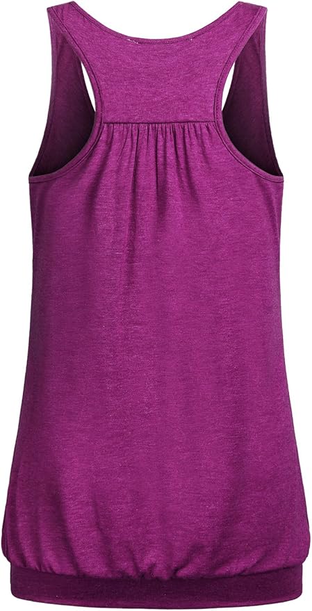 Miusey Womens Sleeveless Round Neck Loose Fit Racerback Yoga Tank Top