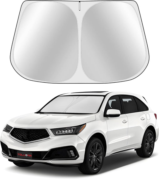 Custom Fit Windshield Sun Shade for Acura MDX 2014-2020 - Full Coverage, 210T Reflective Fabric, Double-Layer Design - Blocks 99% UV Rays, Keeps Car Cool, Easy to Install and Store