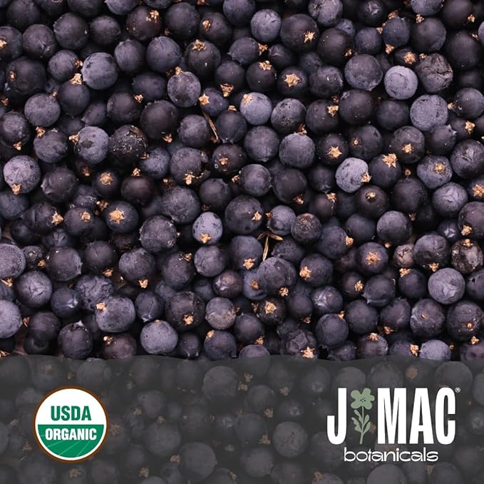 J MAC BOTANICALS, Organic Whole Juniper Berries, Certified USDA Organic, juniper for herbal infusions, seasoning beef, pork, turkey brine, soups, cocktail bombs