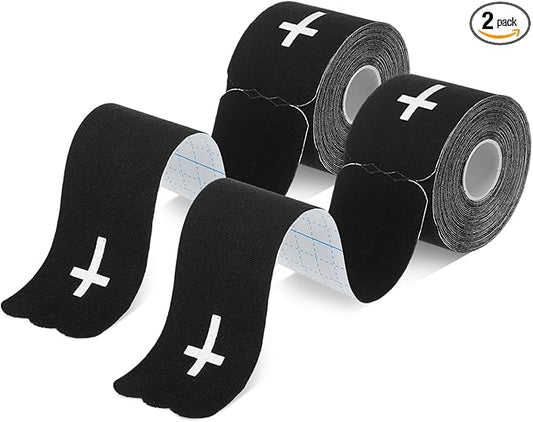 Geiserailie 2 Roll Christian Cross Kinesiology Tape, Each 20 Precut Strips 10" Per Strip Waterproof Religious Athletic Sports Tape Cotton Elastic Wraps for Fitness Running Tennis Swimming Football