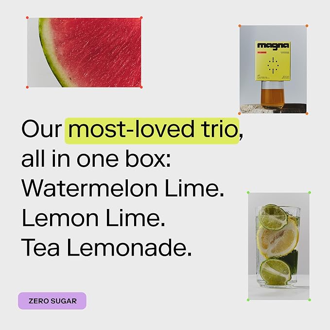 MAGNA Electrolyte Powder Drink Mix for Hydration, Energy & Focus Support with Magnesium L Threonate, Malate & Glycinate, Sodium, Potassium, Vitamin D, B6 & B12, Variety Pack, 7 Servings