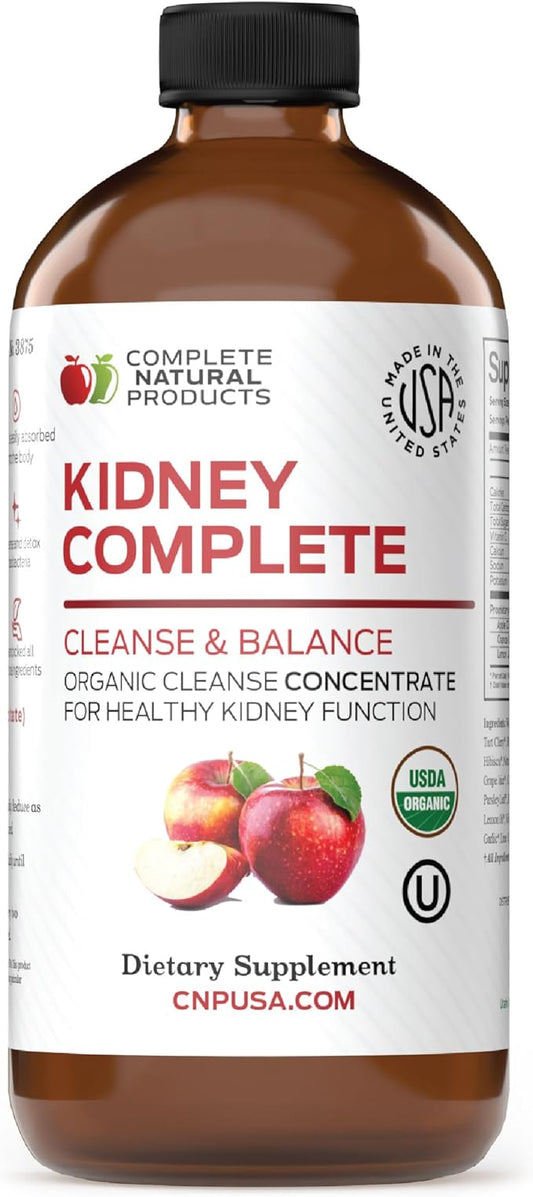 Complete Natural Products Kidney Complete - 16oz Liquid Dietary Supplement for Kidney Support, Cleanse, and Detox with Apple Cider Vinegar, Lemon, & Organic Chanca Piedra.