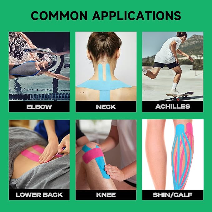 Elastic Kinesiology Tape for Knees, Shoulders, Back & More – Waterproof Sports Tape for Joint Support & Muscle Recovery, Breathable Kinesio Tape for Athletes | 2" x 16 ft (Blue)