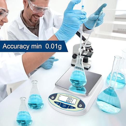 Lab Scale 6000gx0.01g Analytical Balance,0.01g High Precision Electronic Digital Balance Scale Scientific Scale (up to 6kg, 0.01g) for Kitchen Lab Weighing Jewelry Scale (6000g/0.01g)