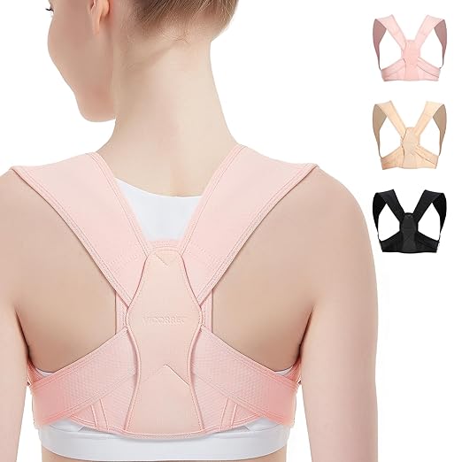 Posture Corrector for Women and Men, Adjustable Upper Back Brace for Clavicle Support and Providing Pain Relief from Neck, Shoulder, and Upper Back (S/M)