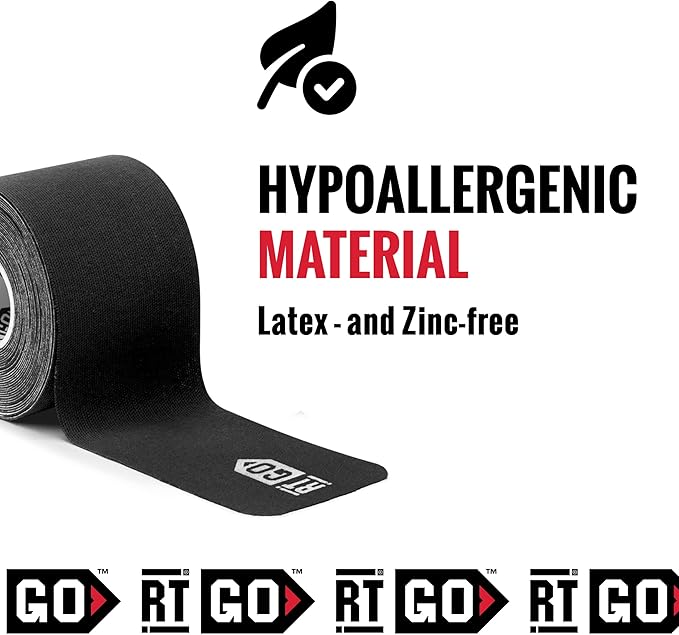 RockTape Go Standard Adhesive Pre-Cut Kinesiology Tape (Black)