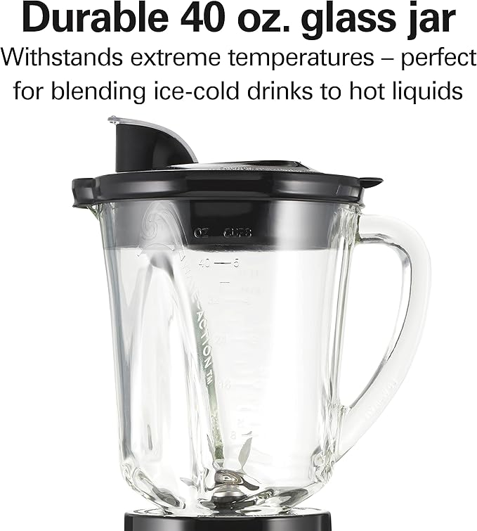 Hamilton Beach Blender and Food Processor Combo – 40oz Glass Jar, Portable Travel Cup, 3-Cup Electric Food Chopper, 700W – Gray/Black (58163)