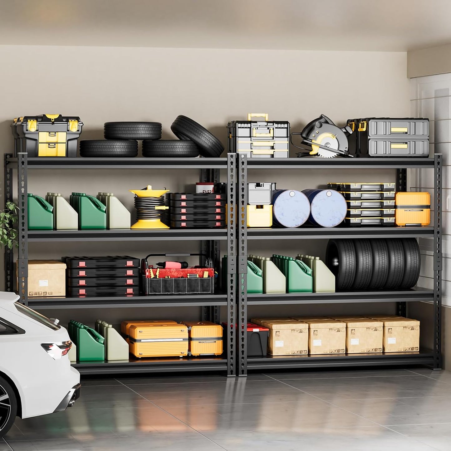 4-Tier 40" W X 20" D X 60" H Storage Shelves 2500LBS Garage Shelving Metal Storage Shelf Adjustable Metal Racks with Shelves Heavy Duty Shelving Units and Storage Utility Shelf