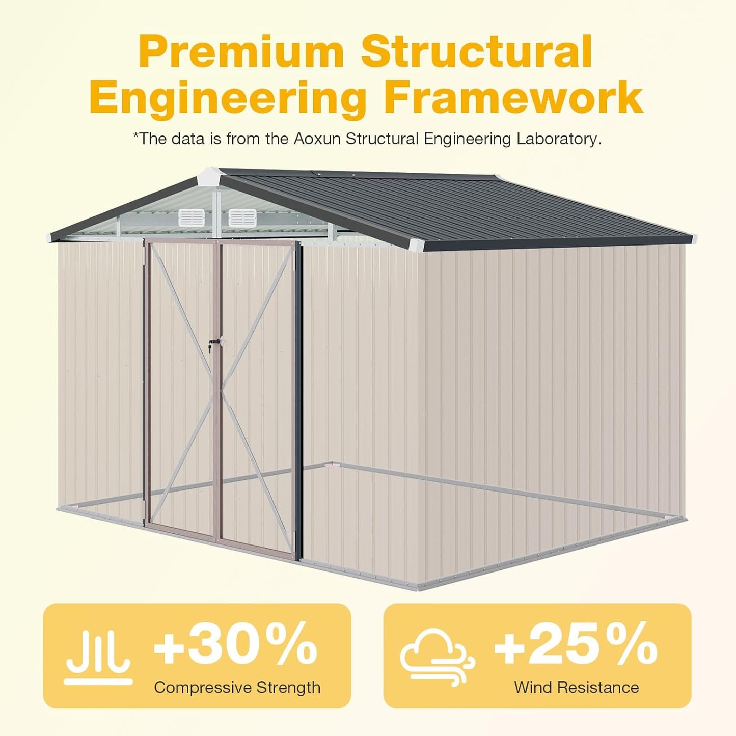 10x8 FT Outdoor Storage Shed with Lockable Double Doors & Loping Roof, Outdoor Metal Shed for Bike, Tool, Generator Storage in Backyard, Patio (10’x8’)