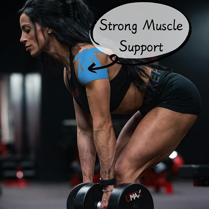 IEADEN Precut Kinesiology Tape for Shoulder, 10 Pcs - Shoulder Support & Stability, Shoulder Pain Relief Athletic Tape - Waterproof & Elastic, Breathable Hypoallergenic Latex-Free Tape, Black