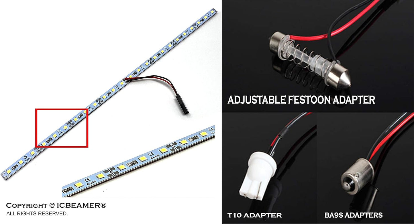 ICBEAMER 12" Amber Yellow 18SMD 2835 LED Strip Light Universal Fit Car Trunk Cargo Area or Interior Illumination