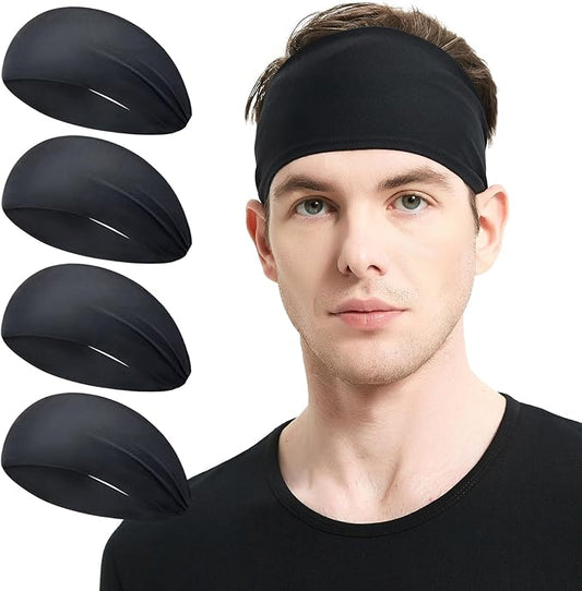 Running Headbands for Men（4 or 6 Pack, Mens Stretchy Headband for Football,Cycling,Basketball,Yoga,Fitness Workout Unisex Quick-Dry Sweatband