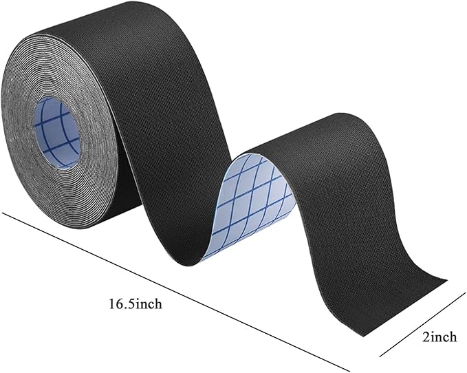 4 Rolls Kinesiology Tape, Waterproof Breathable Muscle Tape Athletic Elastic Tape 16.5ft Uncut Rolls for Knee Pain, Elbow & Shoulder Muscle for Sport Gym Fitness Running, Black