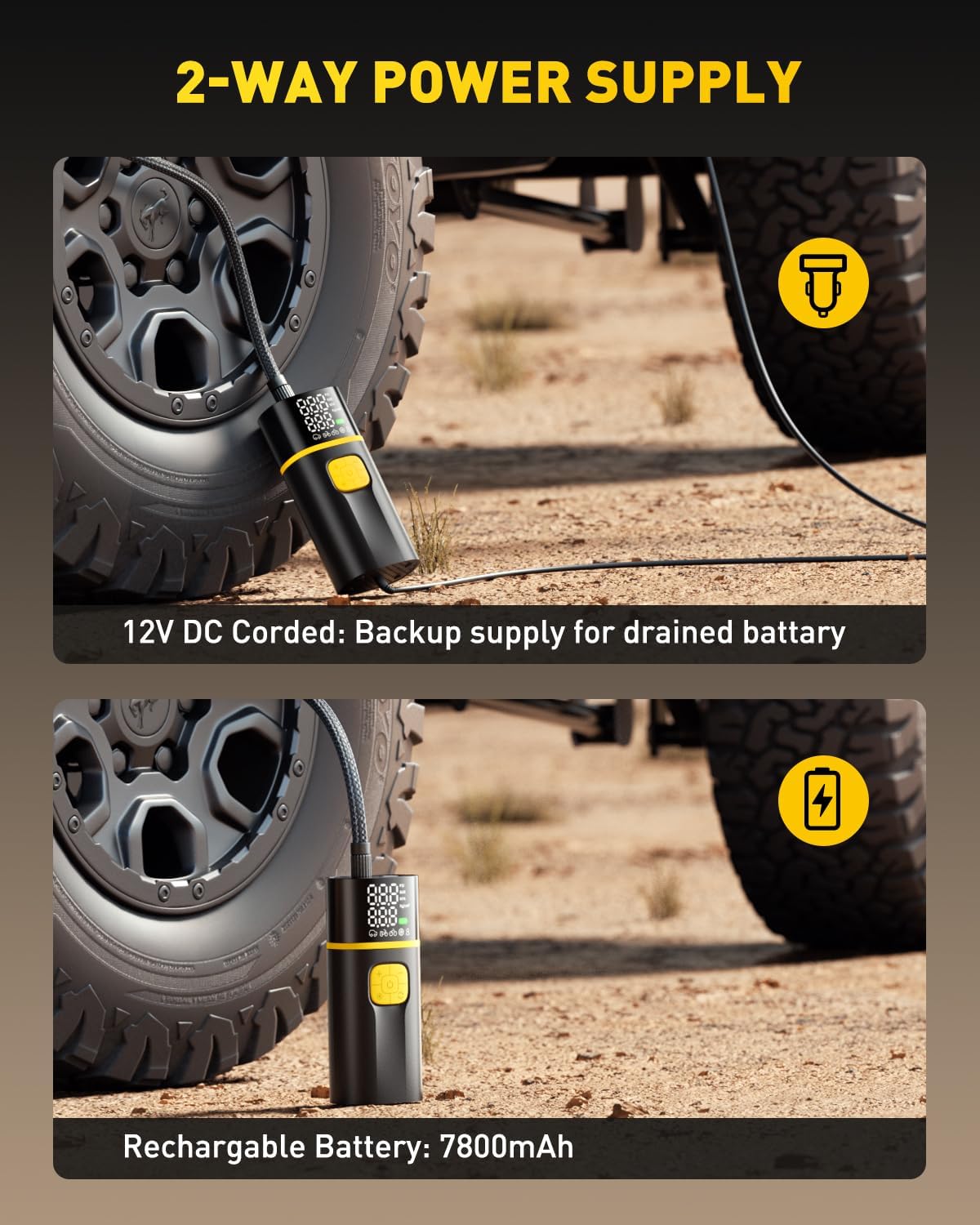 AUXITO A502 Portable Air Compressor - Tire Inflator for Car, Truck, Bike, Motorcycle with Digital Tire Pressure Gauge & LED Light