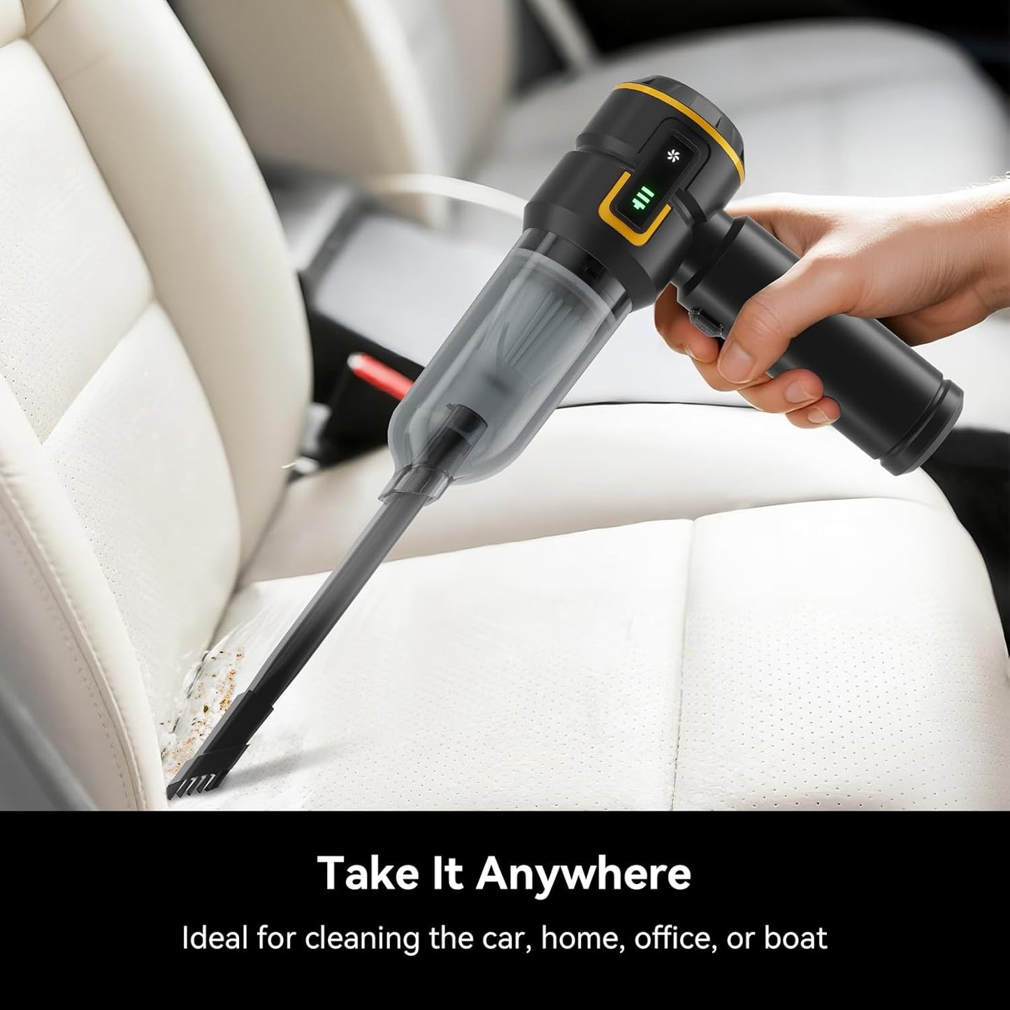 Car Vacuum Cleaner,Advanced Clean Cordless Handheld Vacuum, Compact Home and Car Vacuum with Crevice Tool,Digital Display Vacuum Cleaner