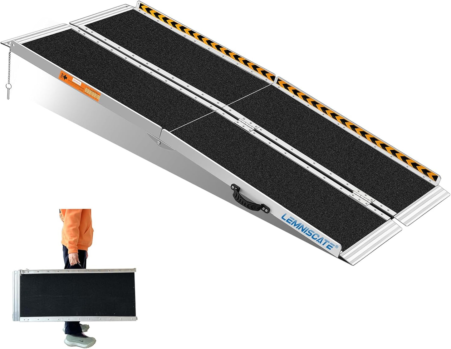 LEMNISCAT Wheelchair Ramp 5FT,Portable Wheel Chair Ramps for Steps,Non-Slip Aluminum Folding Handicap Ramps for Home Entry,Stair Ramp for Walker,Threshold Ramp for Doorways, Curbs,Car,Scooter