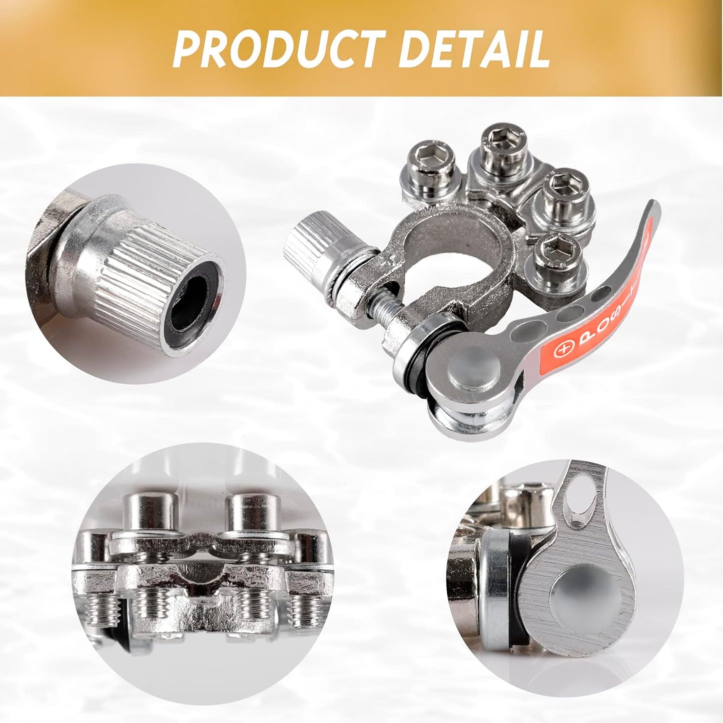 SINGARO Car Battery Terminal Connector, 4 Way Positive and Negative Pole Quick Release Terminal Clip, Applicable to SAE/JIS A Type Terminal Post, Compatible with Cars, Trucks and More（Sliver-A）