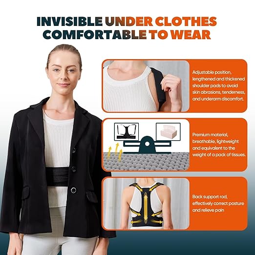 Posture Corrector For Women and Men, Fully Adjustable Back Brace Posture Corrector, Back Straightener Posture Corrector Providing Pain Relief From Neck, Shoulder, Back, Lumba (Large)