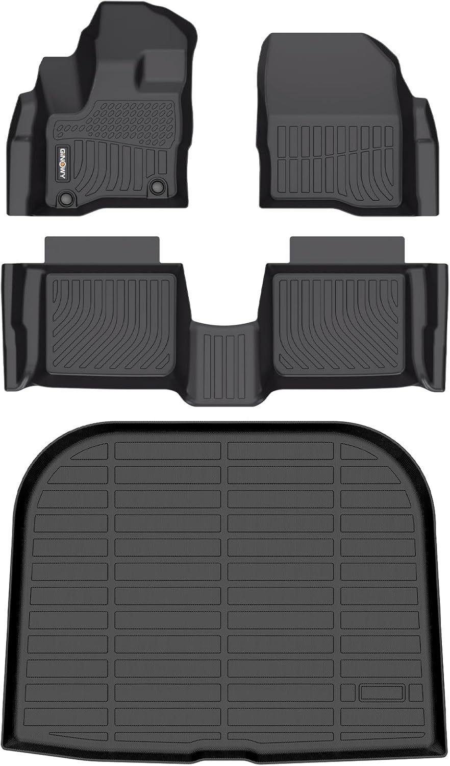 GINOWY-Floor Mats & Cargo Liner for Ford Taurus 2010-2019, TPE All Weather Taurus Car Mats, Custom Non-Slip Trunk Mat Floor Liners Taurus Accessories Black