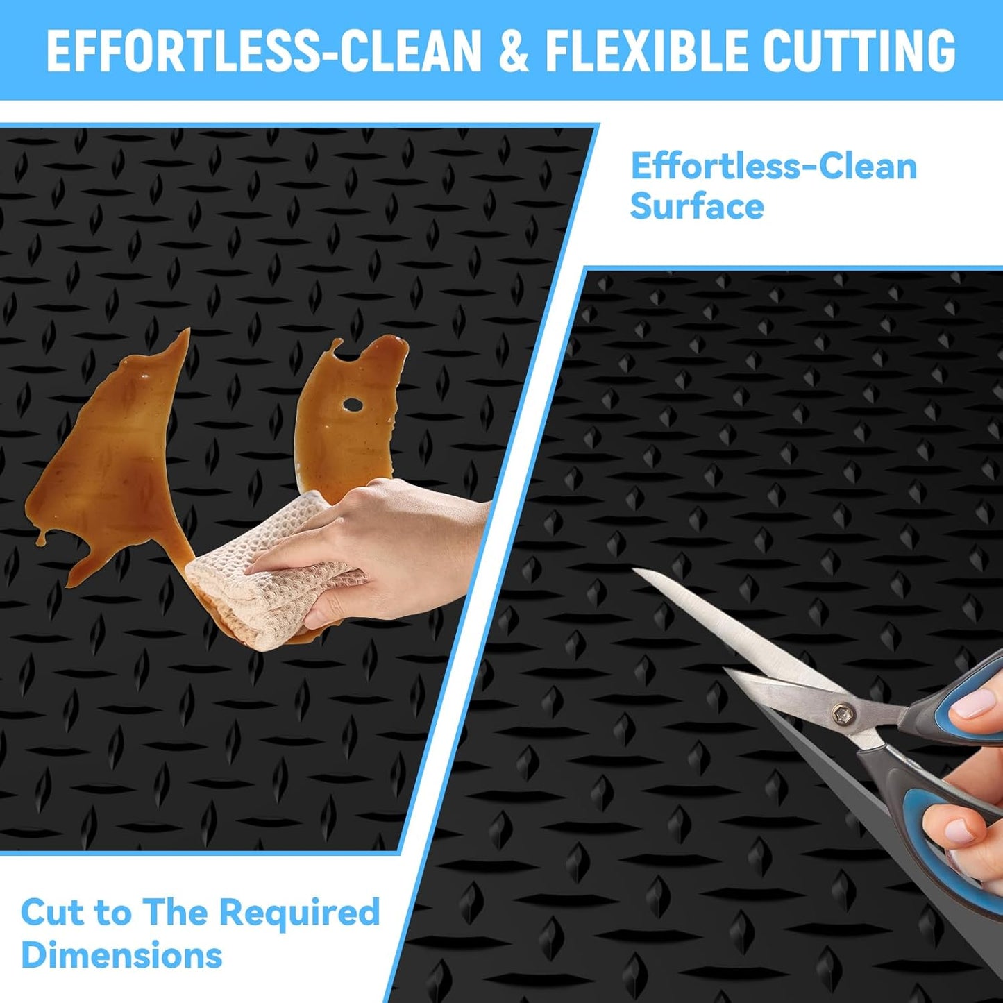 4x6 FT Garage Floor Mat,2.8mm Thickened PVC Flooring Roll for Under Car,24 SQFT Diamond Plate Black Garage Mats for Truck,Trailer,SUVs,Van,Golf Cart,Motorcycle（Included Tapes）