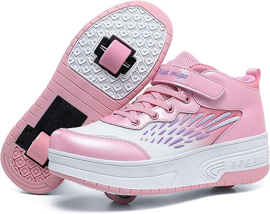 Wooowyet Roller Skate Shoes for Kids Boys Girls Rechargealbe Wheels Sneakers Fashion Roller Wheeled