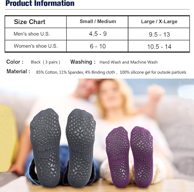 Hylaea Unisex Non Slip Socks with Grip for Yoga, Hospital, Pilates, Barre | Ankle, Cushioned