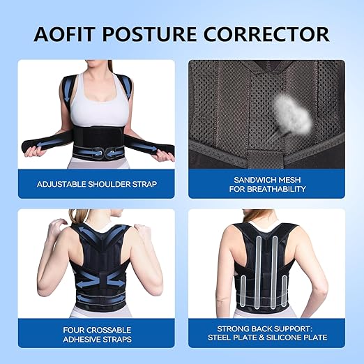 Posture Corrector Back Brace for Women and Men Adjustable Full Back Support Shoulder Straightener Braces, Upper & Lower Back Pain Relief - Scoliosis/Hunchback/Hump/Thoracic/Spine Corrector (Black, Large)