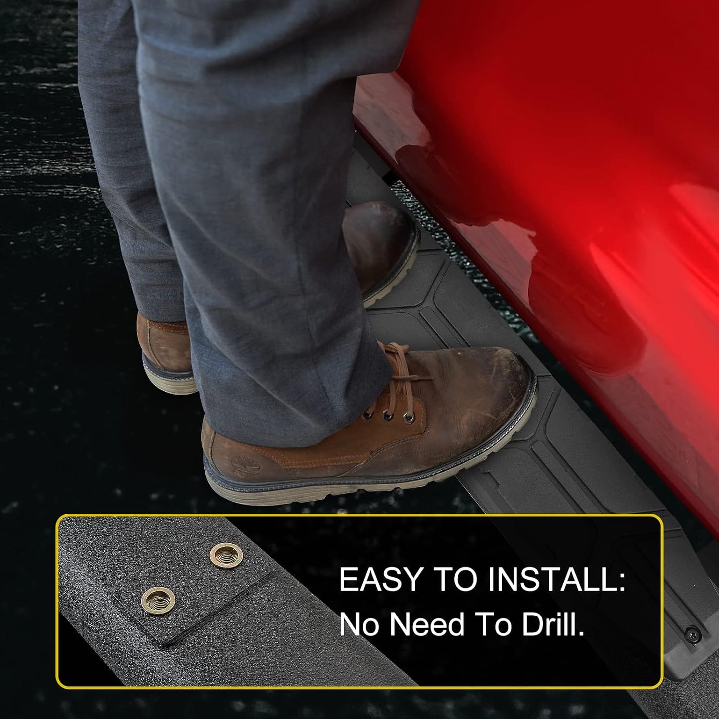 4.3 Inches Oval Tube Bar Running Boards Compatible with 2005-2023 Toyota Tacoma Double with 4 Full-Size Doors. Tacoma Step Bars and Carbon Steel Side Steps Step Bars.