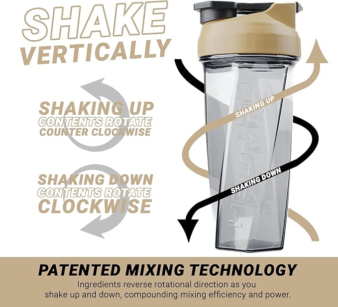 HELIMIX 2.0 Vortex Blender Shaker Bottle Holds upto 28oz | No Blending Ball or Whisk | USA Made | Portable Pre Workout Whey Protein Drink Shaker Cup | Mixes Cocktails Smoothies Shakes | Top Rack Safe
