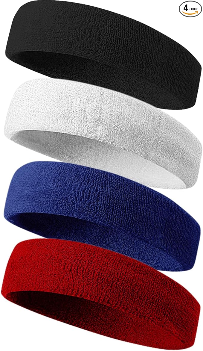 Tanluhu Sweatbands Sport Headbands for Men & Women,Terry Cloth Sweat Band for Tennis, Running, Basketball, Working Out, Execise - Athletic Sweat Cotton Headband Outdoor