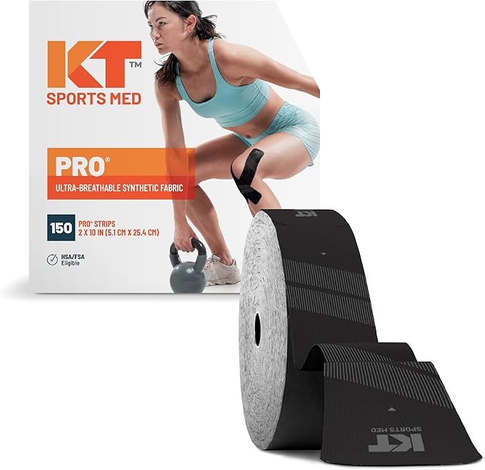 KT Tape, Pro Synthetic Kinesiology Athletic Tape, 150 Count, 10” Precut Strips