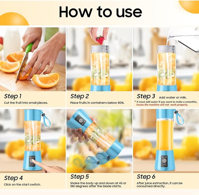 Personal Blender for Shakes and Smoothies - 2025 New Upgrade Cordless Portable Blender USB-C Rechargeable, 380Ml BAP Free Juice Cup, 6 Blades Freshly Squeezed for Picnic/Sprots, 20000Rpm/Min Speed