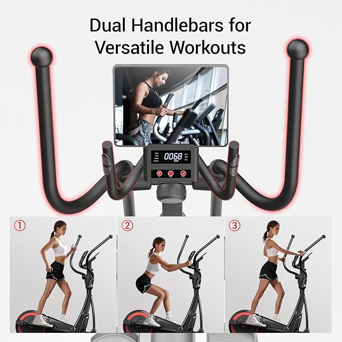 UMAY Elliptical Machine for Home, Elliptical Exercise Machine with 8 Levels Resistance & Pulse Rate Grips, Silent Magnetic Elliptical Trainer with 15.5" Stride and LCD Monitor