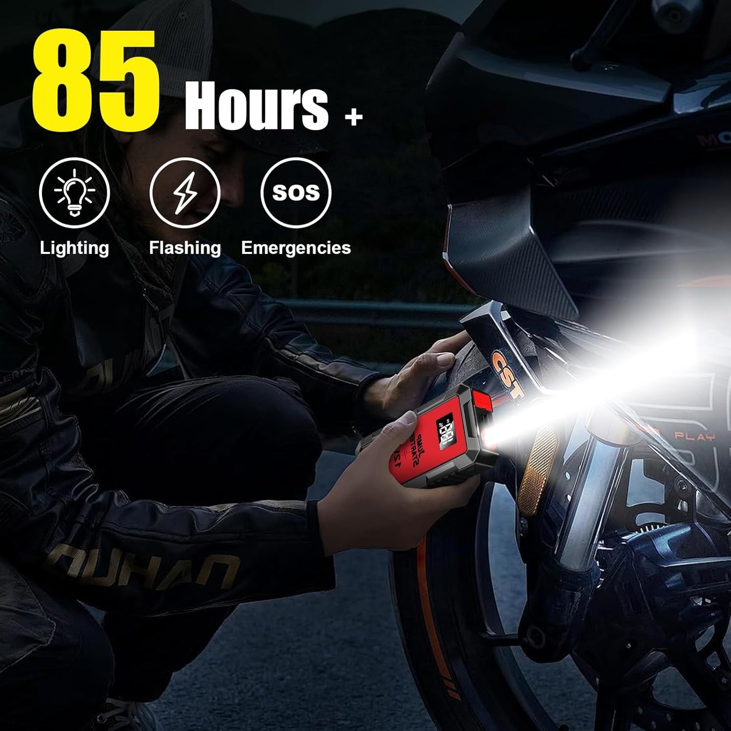 Car Battery Jump Starter with 6000A Peak Smart Clip LCD Display and 3 Modes Flashlight for Up to All Gas and 10.0L Diesel Engine 12V Auto Battery Booster Jumper Cables Portable Lithium Jump Box