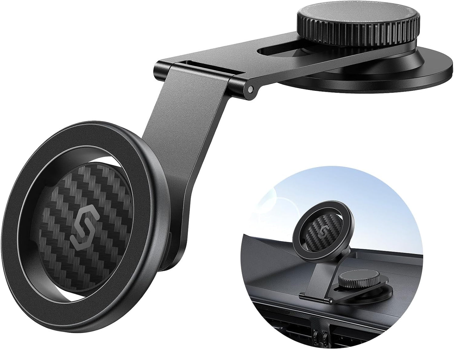 SYNCWIRE Fits MagSafe Car Mount for Universal Dashboard, Tesla Screen, Magnetic Phone Holder for Car, Foldable Aluminum Alloy Arm, Super Stable Car Mount for iPhone 16 Pro Max 15 14 13 12&All Phones