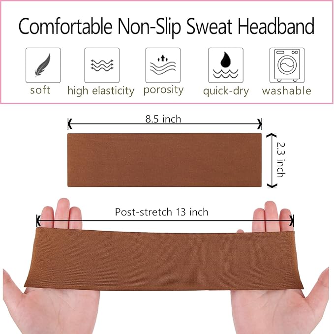 Leeven Head Bands for Women's Hair 6 Pcs Cotton Headbands Hair Bands Hair Warp for Daily Workout Yoga Running Sports (Combo 6)