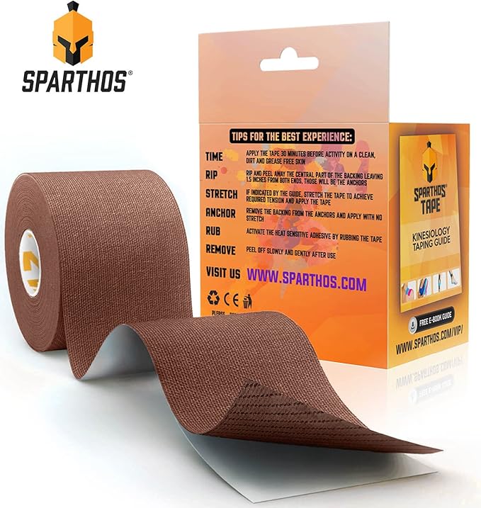 Sparthos Kinesiology Tape - Incredible Support for Athletic Sports and Recovery - Free Kinesiology Taping Guide! - Uncut 2 inch x 16.4 feet Roll