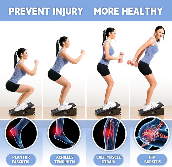 Wood Slant Board Calf Stretcher - Professional Calf Stretcher Slant Board for Physical Therapy, Incline Stretching, and Rehabilitation Exercises - Durable and Adjustable Balance Tool