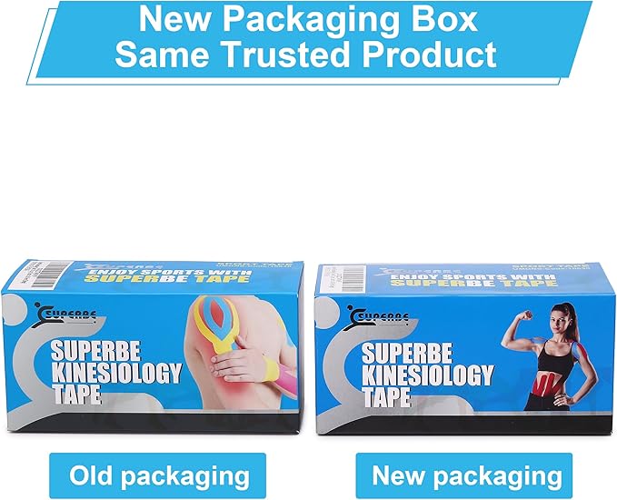 SUPERBE Precut Kinesiology Tape (3 Rolls Pack), Elastic Sports Tape for Pain Relief, Muscle Support, Recovery and Physio Therapy, Breathable, Waterproof (Black)