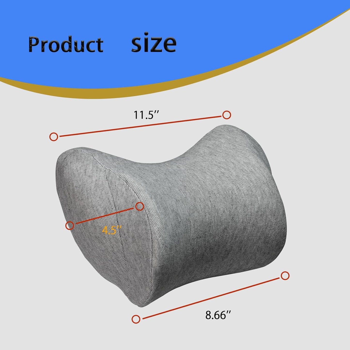 Car Neck Pillow for Driving Gaming Chair Neck Pillow with Adjustable Strap and Removable Cover, Memory Foam Headrest Pillow for Chairs, Ergonomic Design, 2 Pack