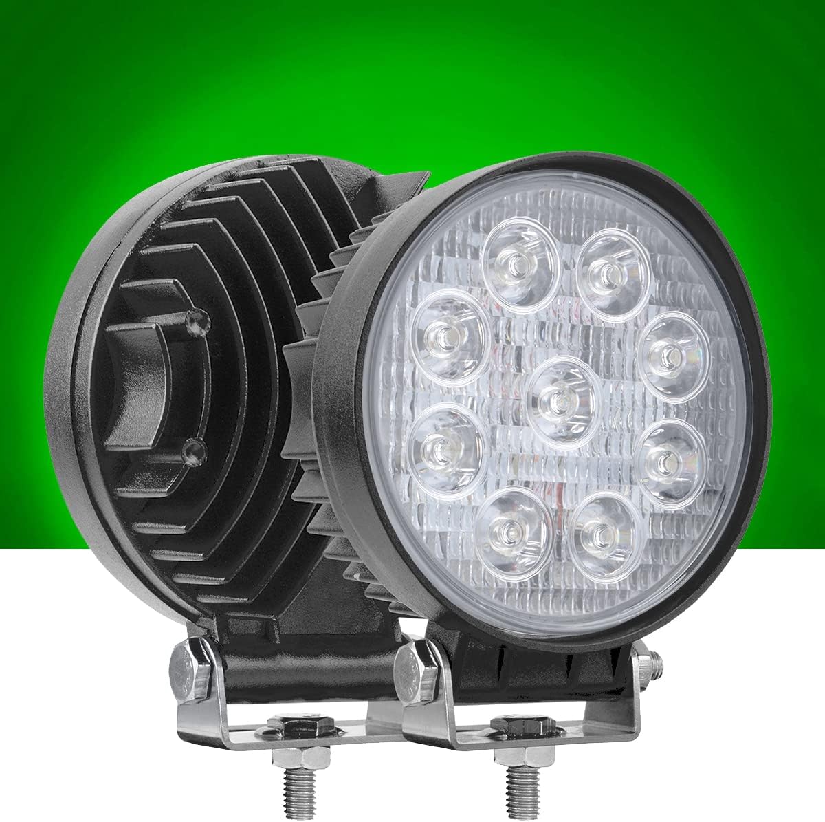 27W Spot Green Round Work LED Light Fog Offroad Off Road Lights Driving Lamp Waterproof for Hunting Pickup UTV Truck Car Boat SUV Boat 4WD ATV 12V 24V 4x4 Tractor Motorcycle（2pcs）
