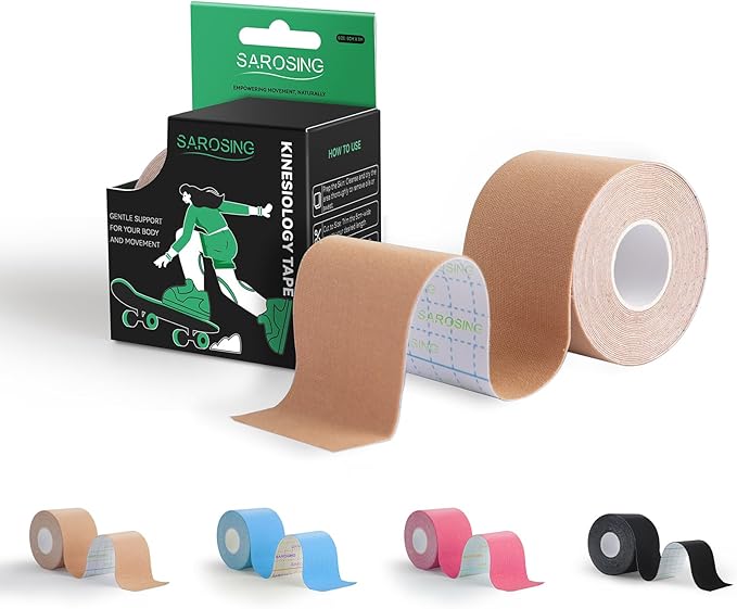 Kinesiology Tape for Knees | Sports Tape,Kinetic Tape, Elastic Athletic Tape for Protecting Knees, Shoulders | Waterproof Physio Tape and Hypoallergenic| 2" x 16 ft,Light Skin Tone