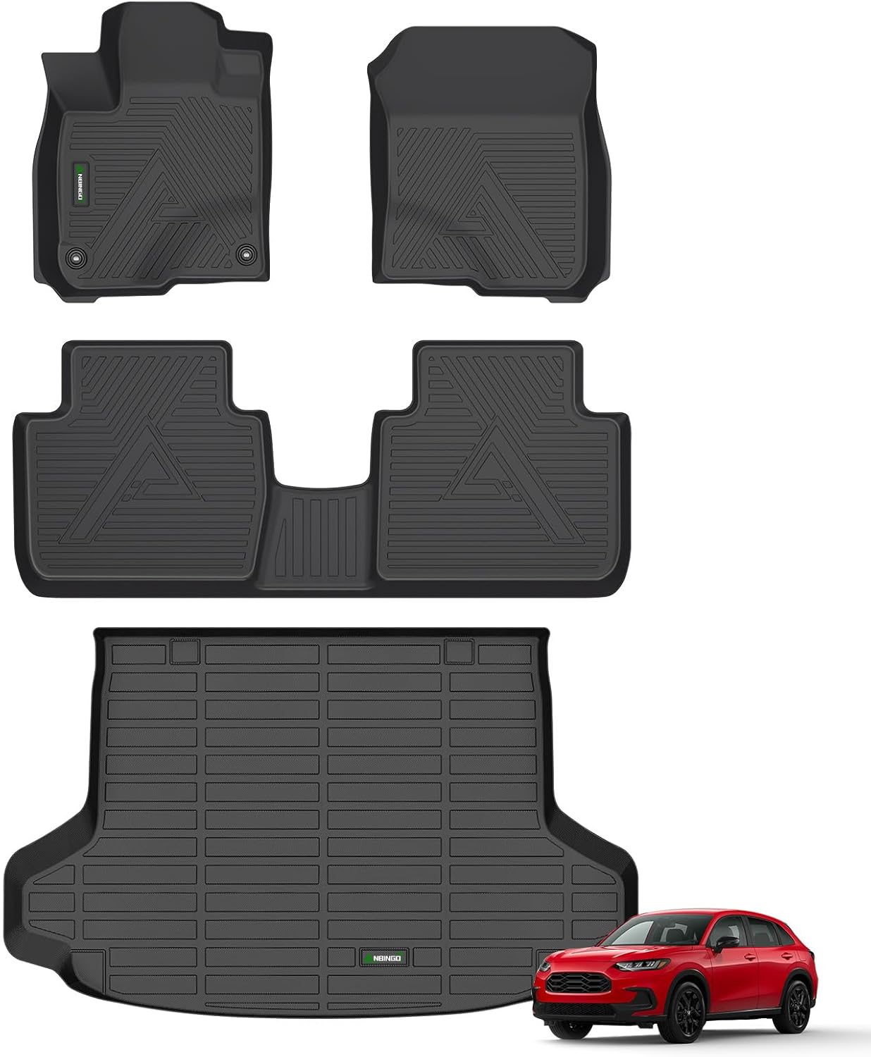 ANBINGO® All Weather Car Floor Mats & Cargo Liner for Honda HRV 2023 2024 2025 2026 | HR-V Hybrid 2023 2024 2025 2026, Fit for LX | Sport | EX-L, Custom Fit Full Set Accessories - Black