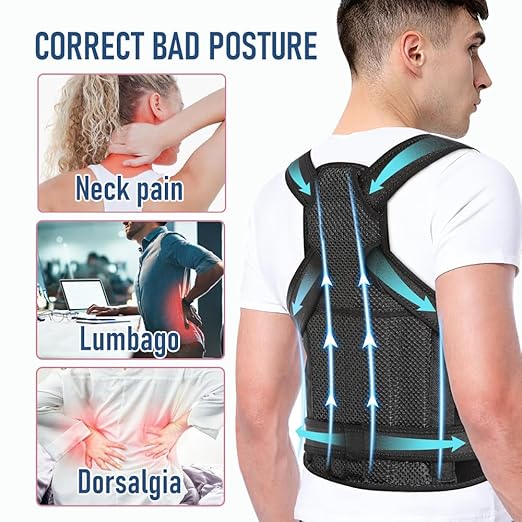 Premium Adjustable Back Brace Posture Corrector for Women and Men - Effective Straightener for Scoliosis, Hunchback Correction, Lower Back Pain Relief, Spine Alignment, and Posture Training(Medium)